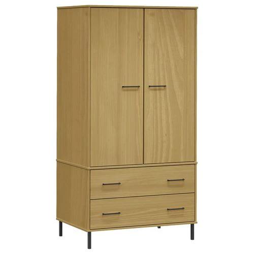 vidaXL Wardrobe with Metal Legs Brown 90x55x172.5 cm Solid Wood OSLO by vidaXL