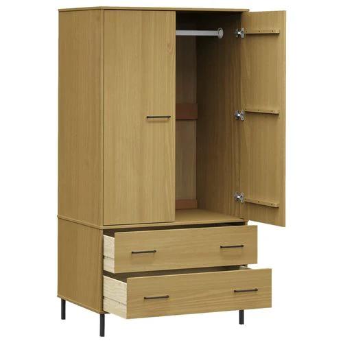vidaXL Wardrobe with Metal Legs Brown 90x55x172.5 cm Solid Wood OSLO by vidaXL