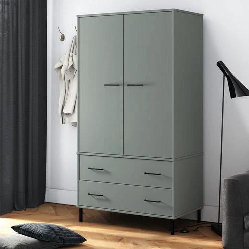 vidaXL Wardrobe with Metal Legs Brown 90x55x172.5 cm Solid Wood OSLO by vidaXL