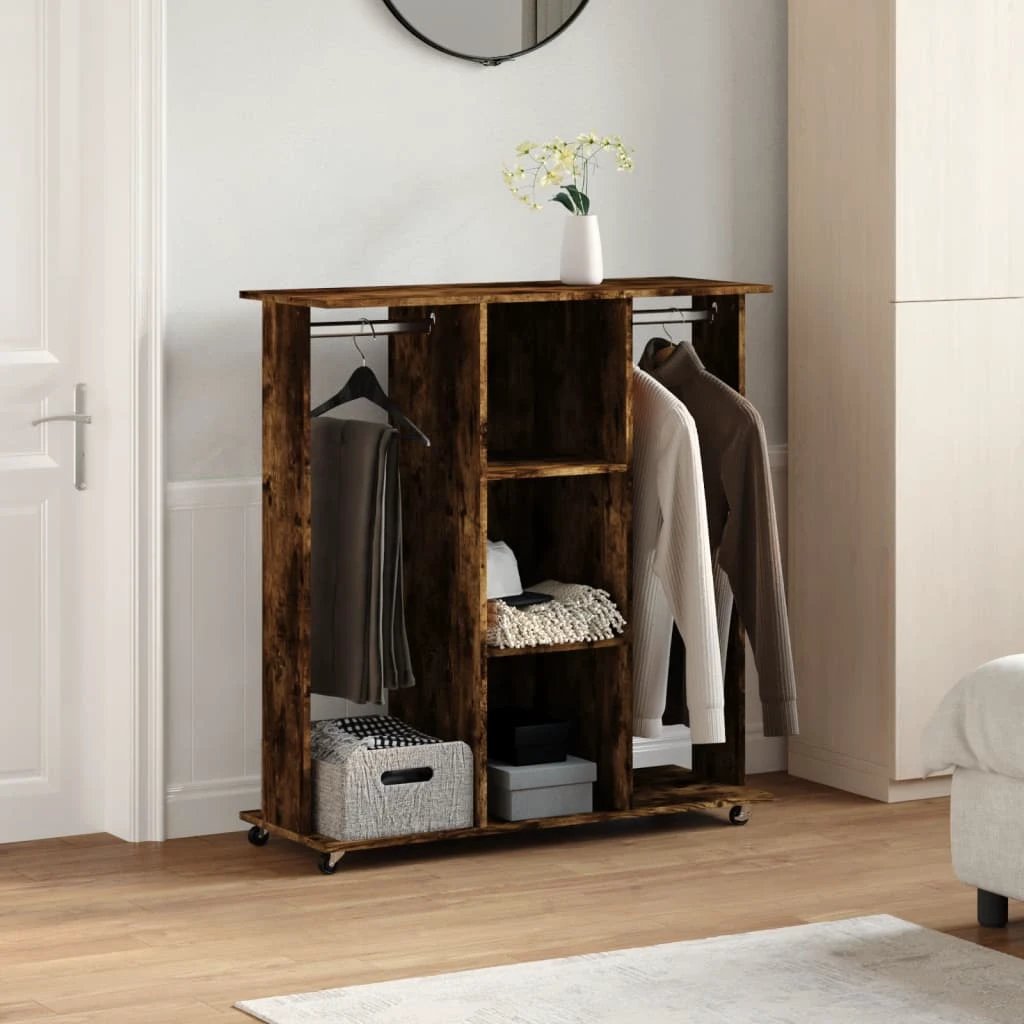 vidaXL Wardrobe with Wheels White 102x38x110 cm Engineered Wood by vidaXL
