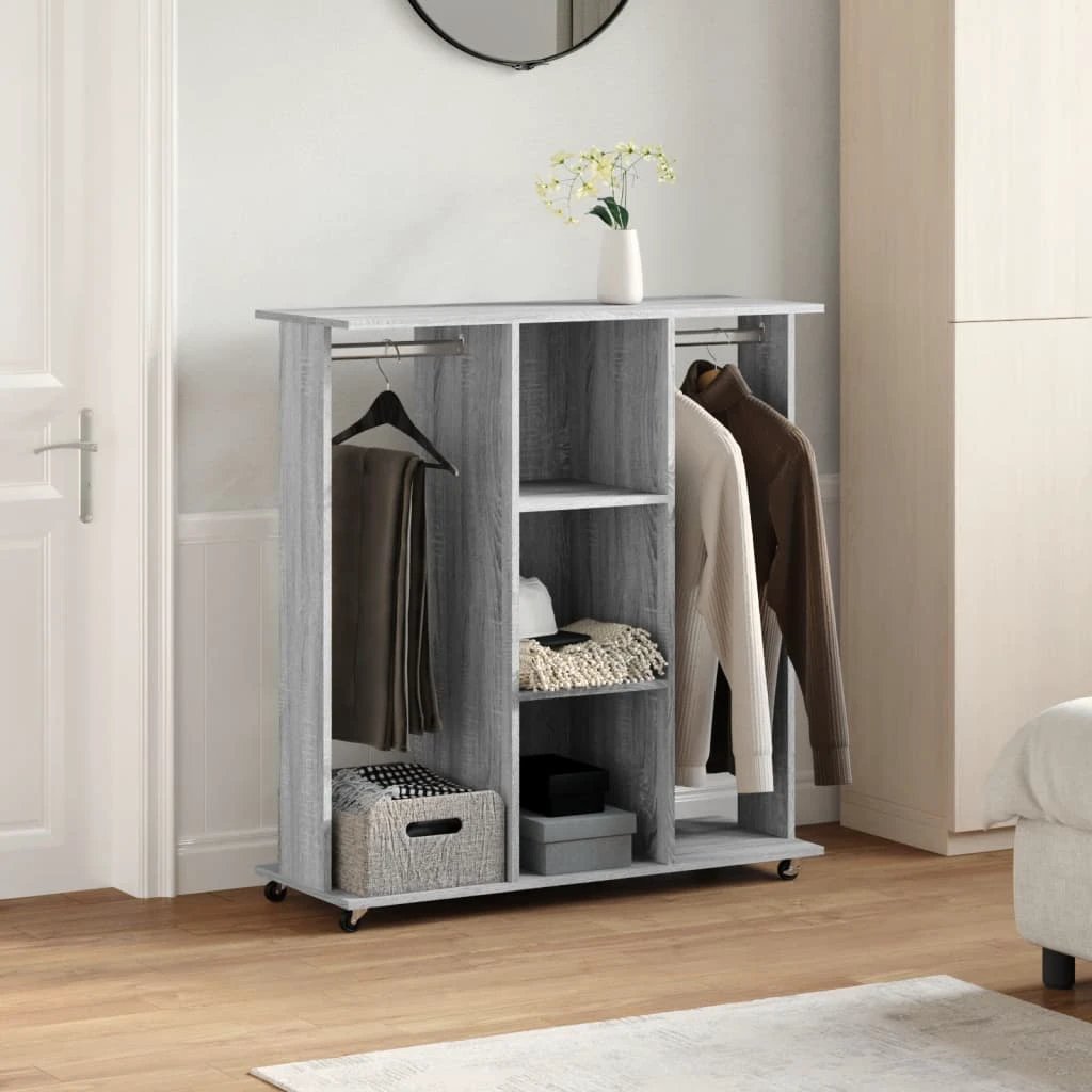 vidaXL Wardrobe with Wheels White 102x38x110 cm Engineered Wood - Wardrobe