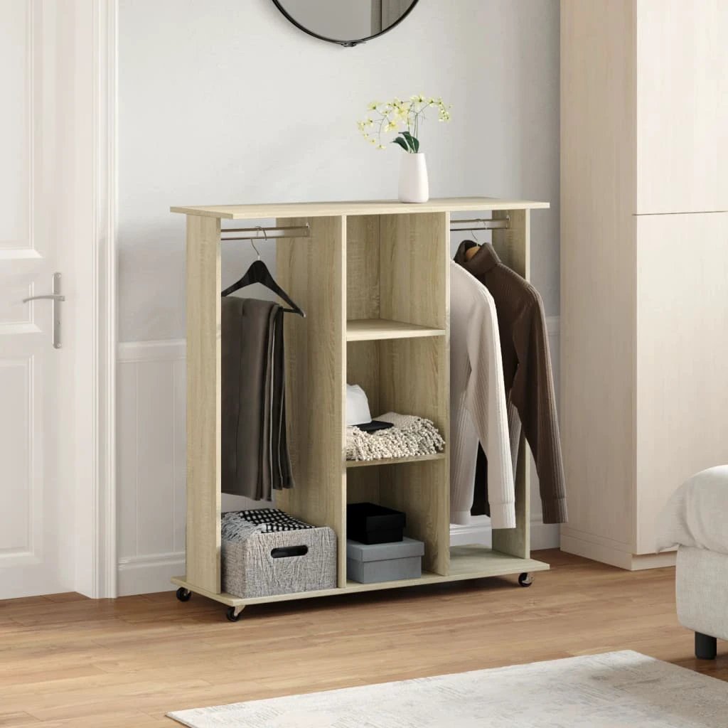 vidaXL Wardrobe with Wheels White 102x38x110 cm Engineered Wood - Wardrobe