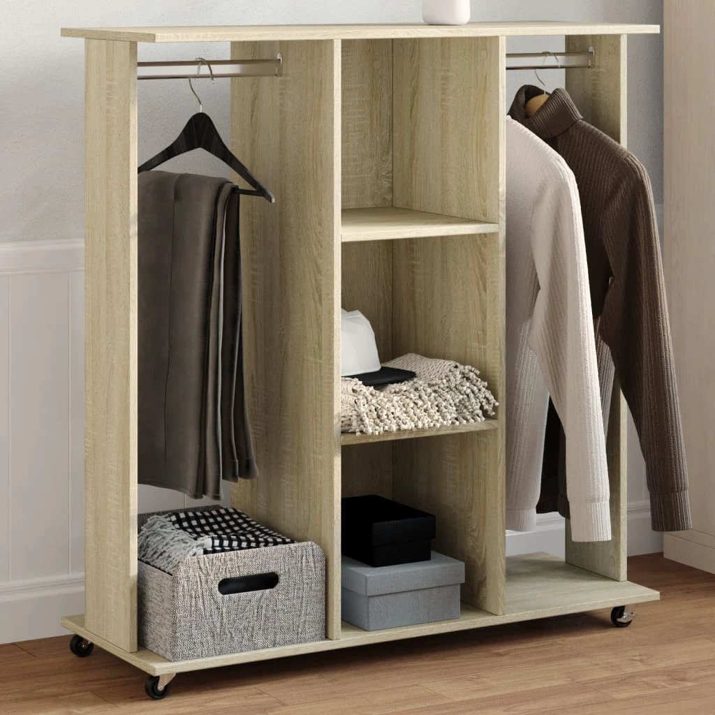 vidaXL Wardrobe with Wheels White 102x38x110 cm Engineered Wood by vidaXL