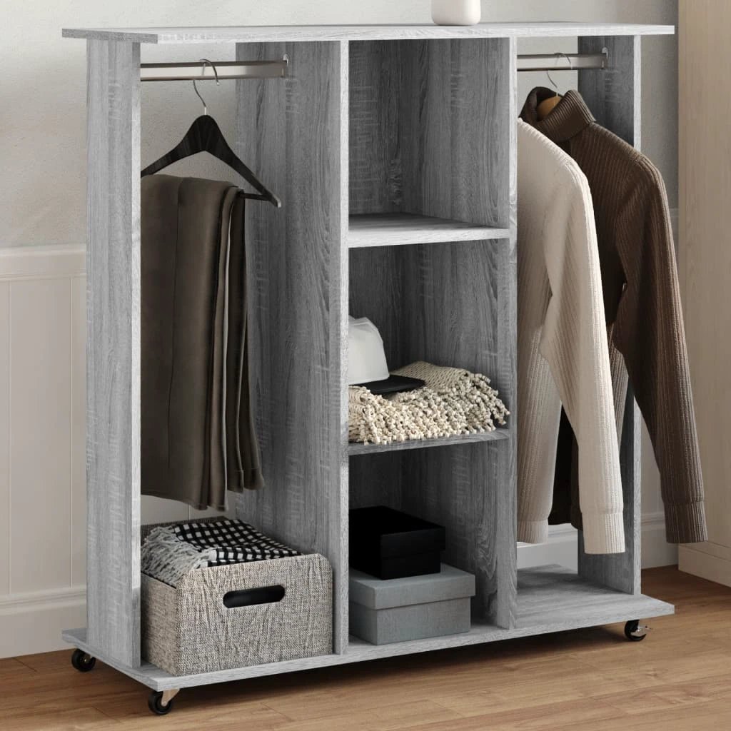 vidaXL Wardrobe with Wheels White 102x38x110 cm Engineered Wood - Wardrobe