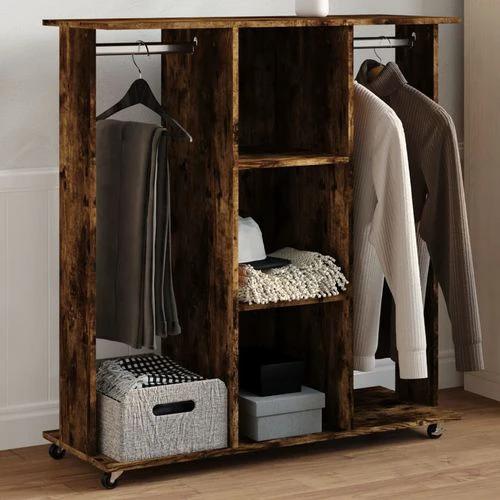 vidaXL Wardrobe with Wheels White 102x38x110 cm Engineered Wood - Wardrobe