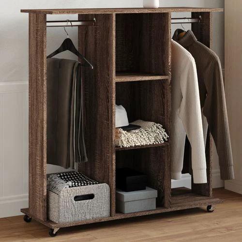 vidaXL Wardrobe with Wheels White 102x38x110 cm Engineered Wood by vidaXL