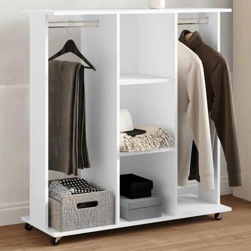 vidaXL Wardrobe with Wheels White 102x38x110 cm Engineered Wood by vidaXL
