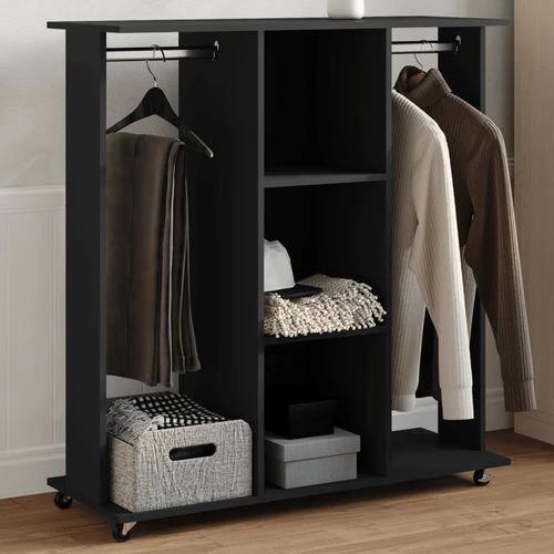 vidaXL Wardrobe with Wheels White 102x38x110 cm Engineered Wood - Wardrobe