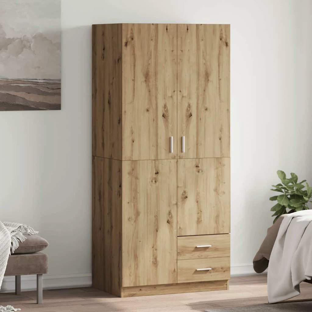 vidaXL Wardrobe Artisian Oak 80x52x180 cm Engineered Wood by vidaXL