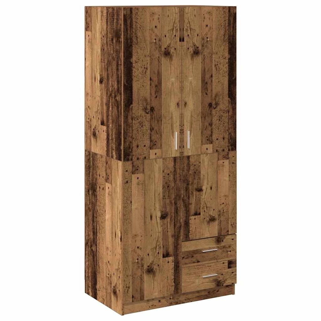 vidaXL Wardrobe Old Wood 80x52x180 cm Engineered Wood - Wardrobe