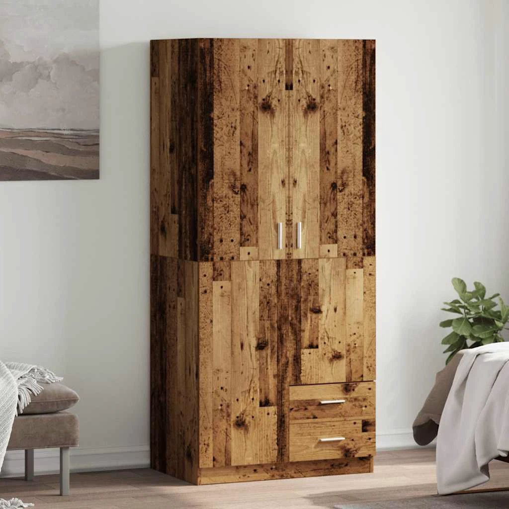 vidaXL Wardrobe Old Wood 80x52x180 cm Engineered Wood - Wardrobe