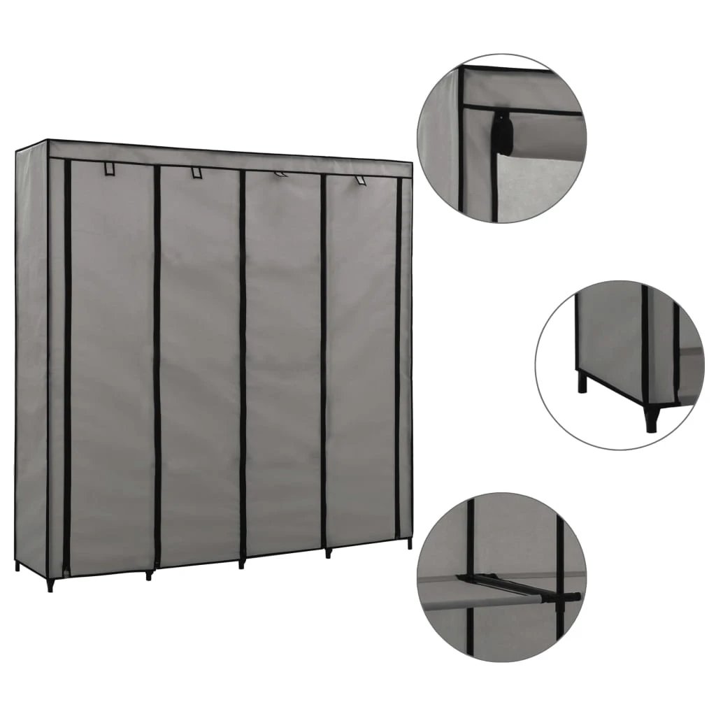 vidaXL vidaXL Wardrobe with 4 Compartments Black 175x45x170 cm - Wardrobe