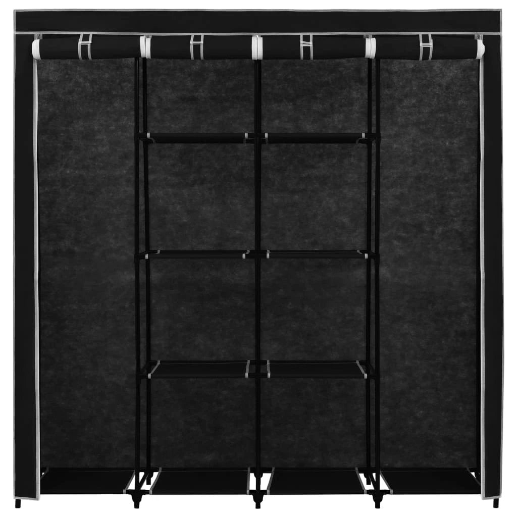 vidaXL Wardrobe with 4 Compartments Black 175x45x170 cm by vidaXL