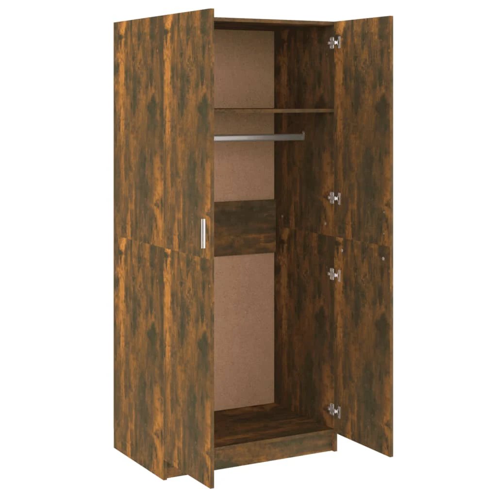 vidaXL Wardrobe Smoked Oak 80x50x180 cm Engineered Wood - Wardrobe