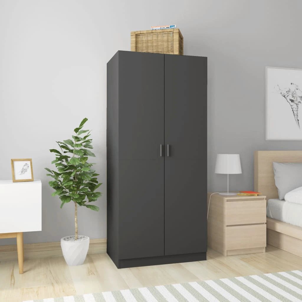 vidaXL Wardrobe Smoked Oak 80x50x180 cm Engineered Wood - Wardrobe