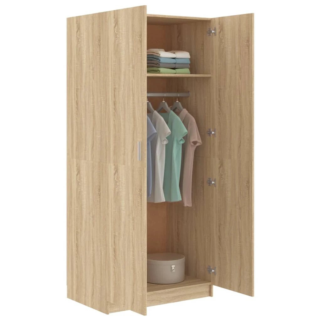 vidaXL Wardrobe Smoked Oak 80x50x180 cm Engineered Wood by vidaXL