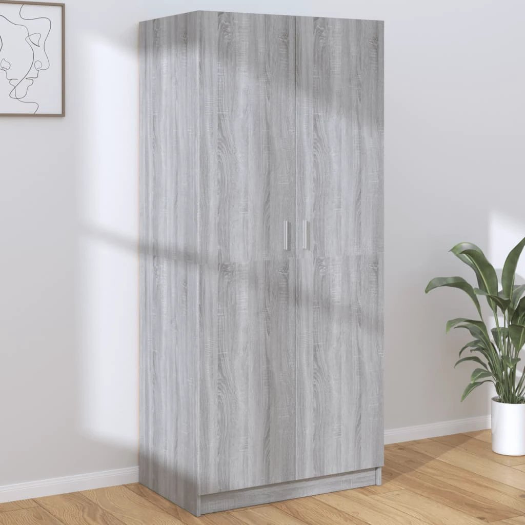 vidaXL Wardrobe Smoked Oak 80x50x180 cm Engineered Wood - Wardrobe