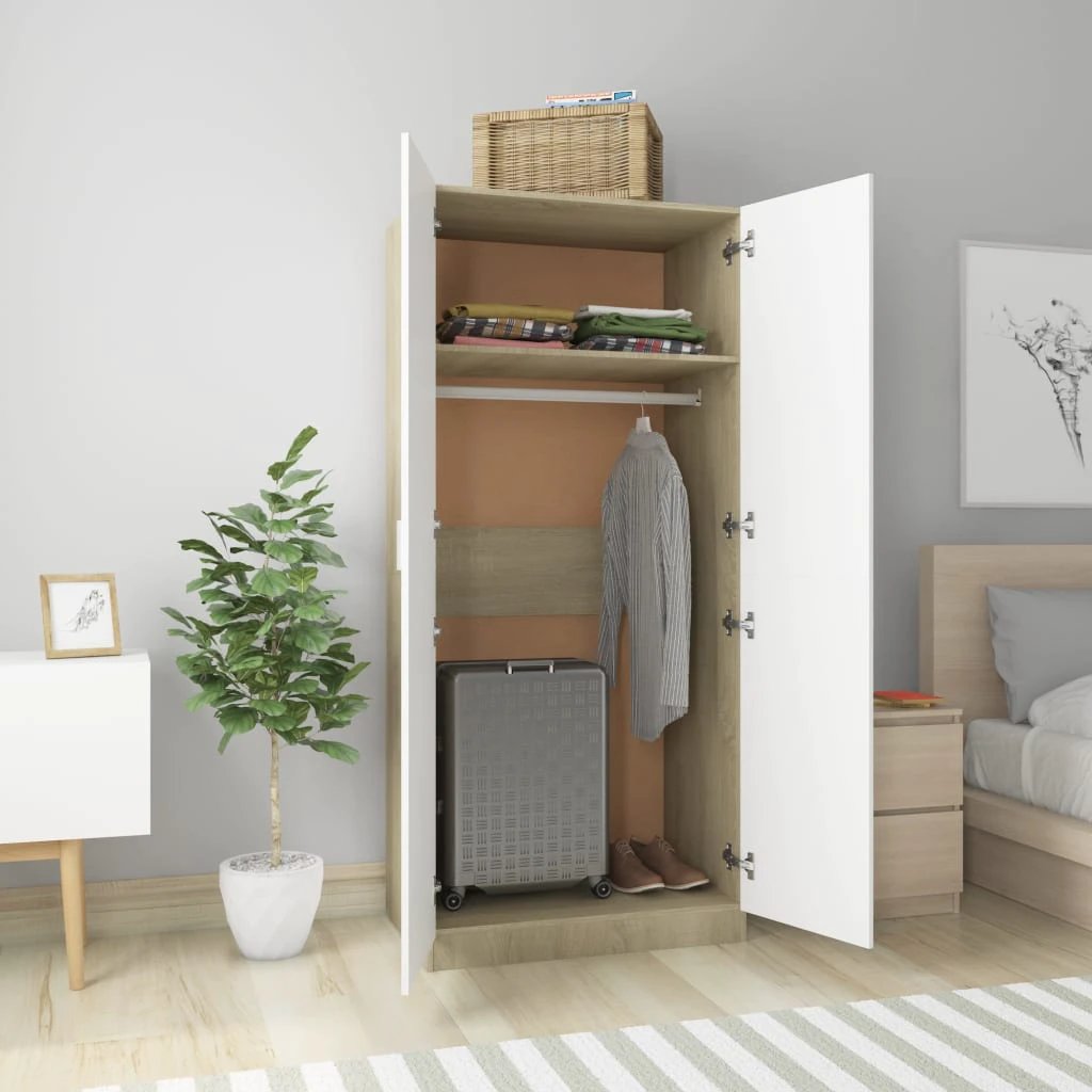 vidaXL Wardrobe Smoked Oak 80x50x180 cm Engineered Wood by vidaXL