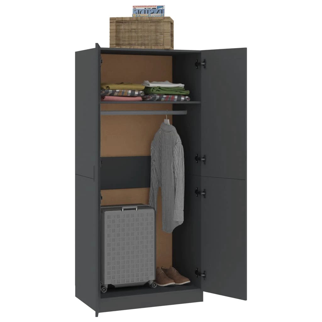 vidaXL Wardrobe Smoked Oak 80x50x180 cm Engineered Wood - Wardrobe