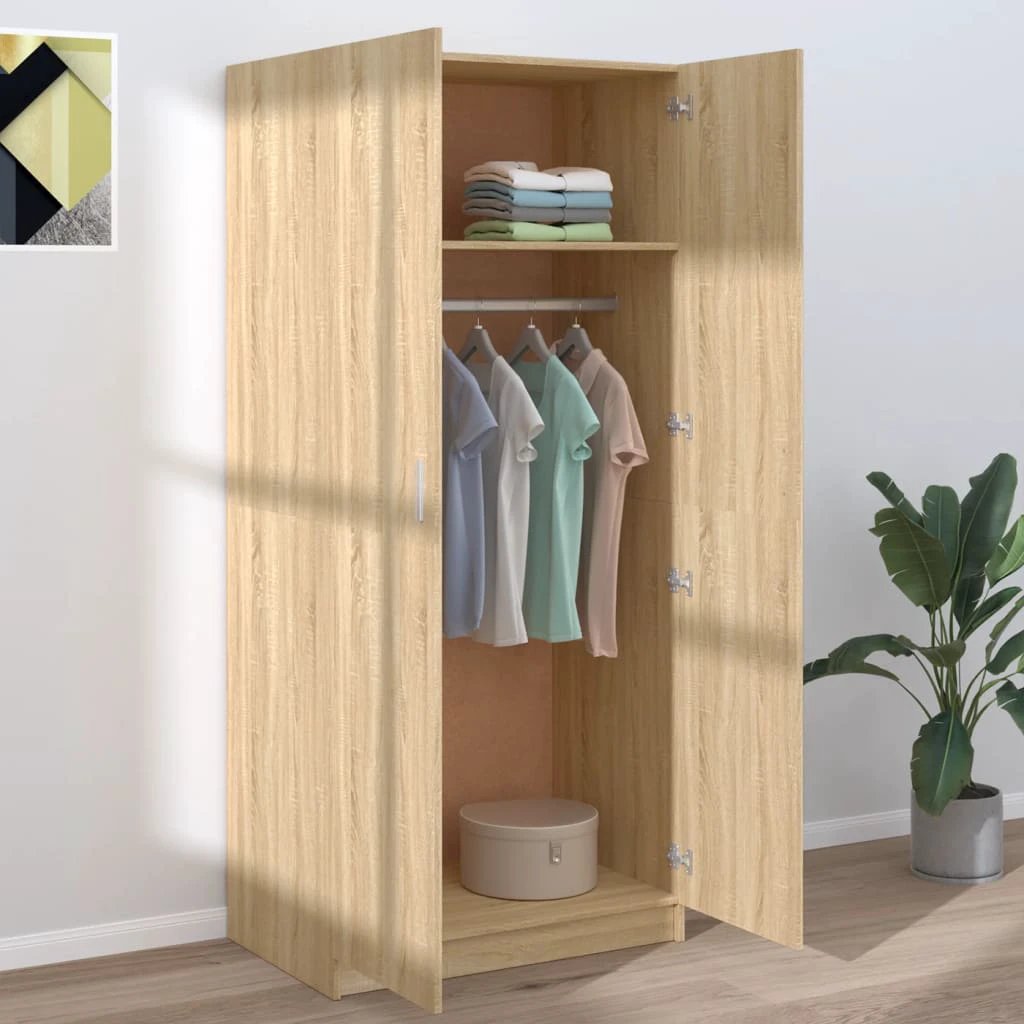 vidaXL Wardrobe Smoked Oak 80x50x180 cm Engineered Wood by vidaXL