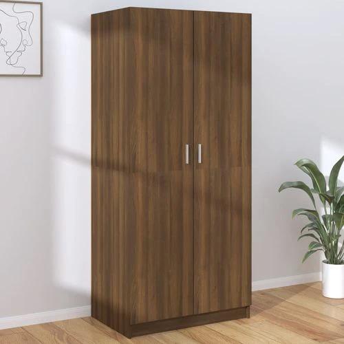 vidaXL Wardrobe Smoked Oak 80x50x180 cm Engineered Wood - Wardrobe