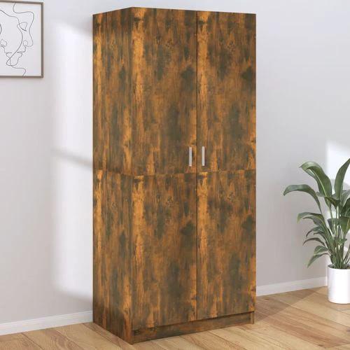 vidaXL Wardrobe Smoked Oak 80x50x180 cm Engineered Wood - Wardrobe