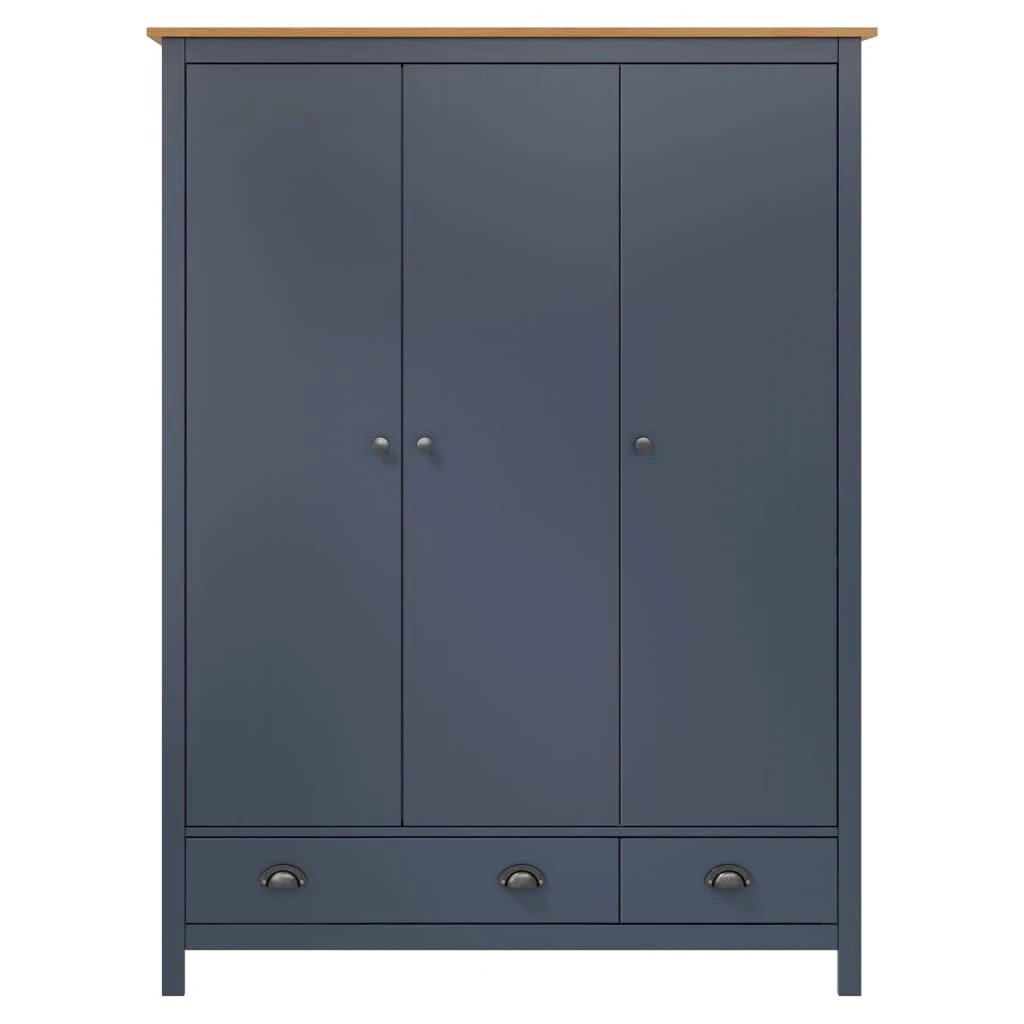 vidaXL 3-Door Wardrobe Hill Grey 127x50x170 cm Solid Pine Wood by vidaXL
