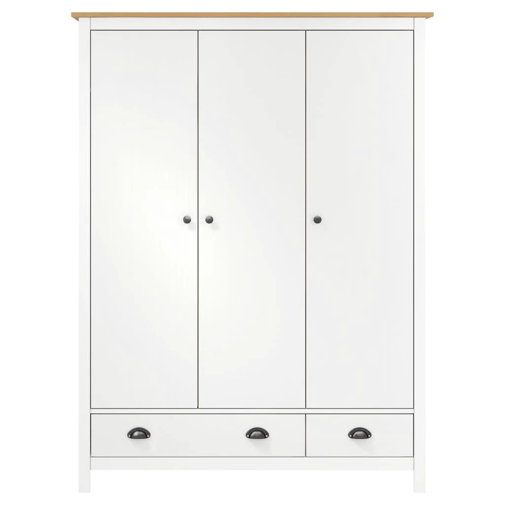 vidaXL 3-Door Wardrobe Hill Grey 127x50x170 cm Solid Pine Wood by vidaXL