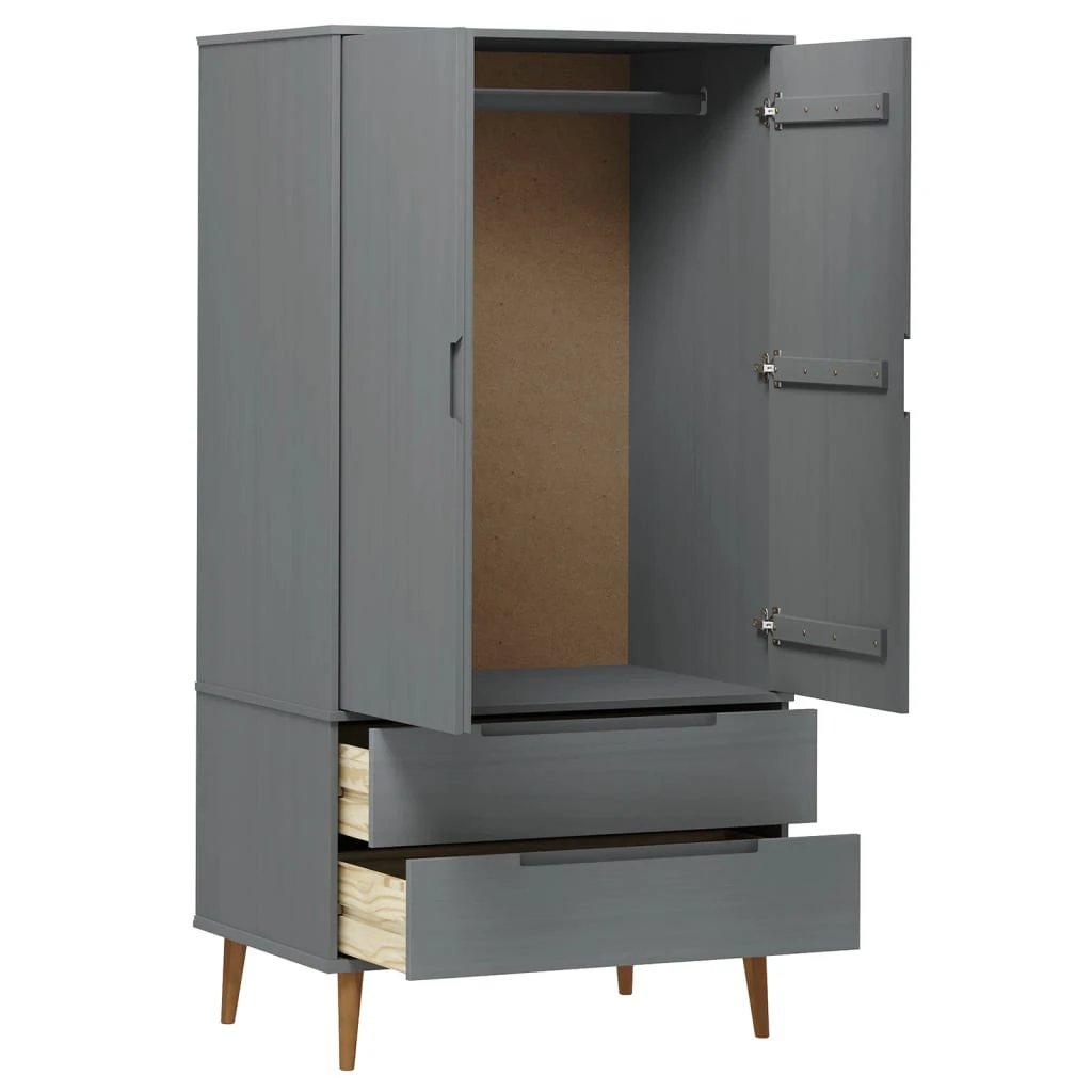 vidaXL Wardrobe MOLDE Brown 90x55x175 cm Solid Wood Pine - Wardrobe