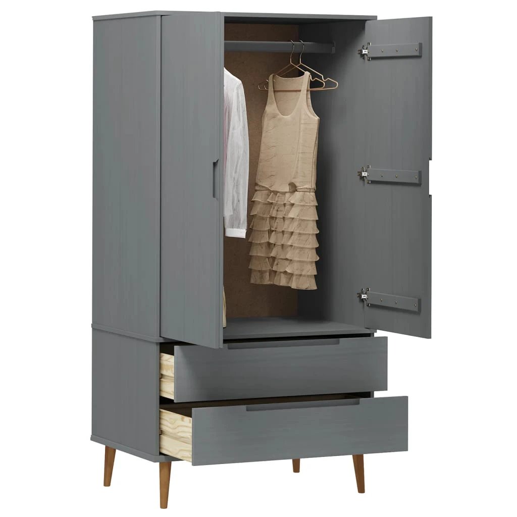 vidaXL Wardrobe MOLDE Brown 90x55x175 cm Solid Wood Pine - Wardrobe