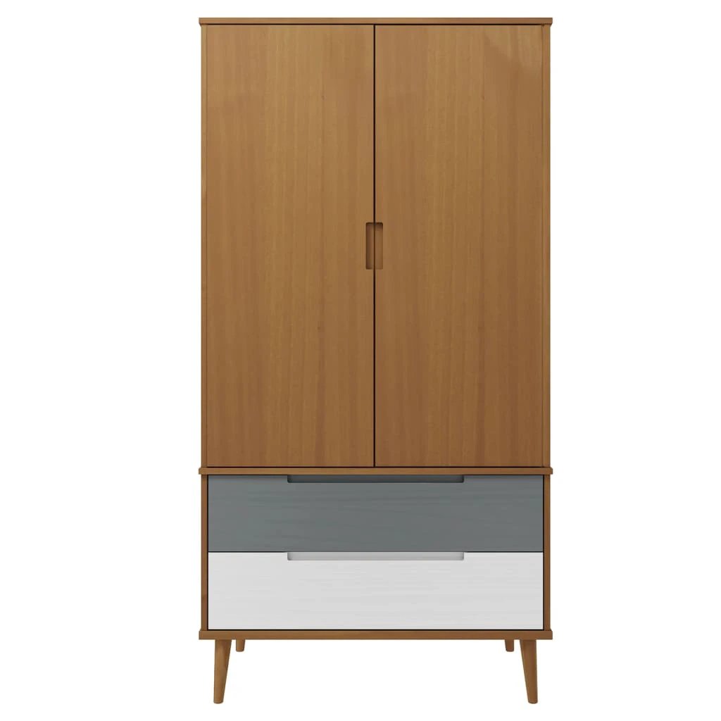 vidaXL Wardrobe MOLDE Brown 90x55x175 cm Solid Wood Pine by vidaXL