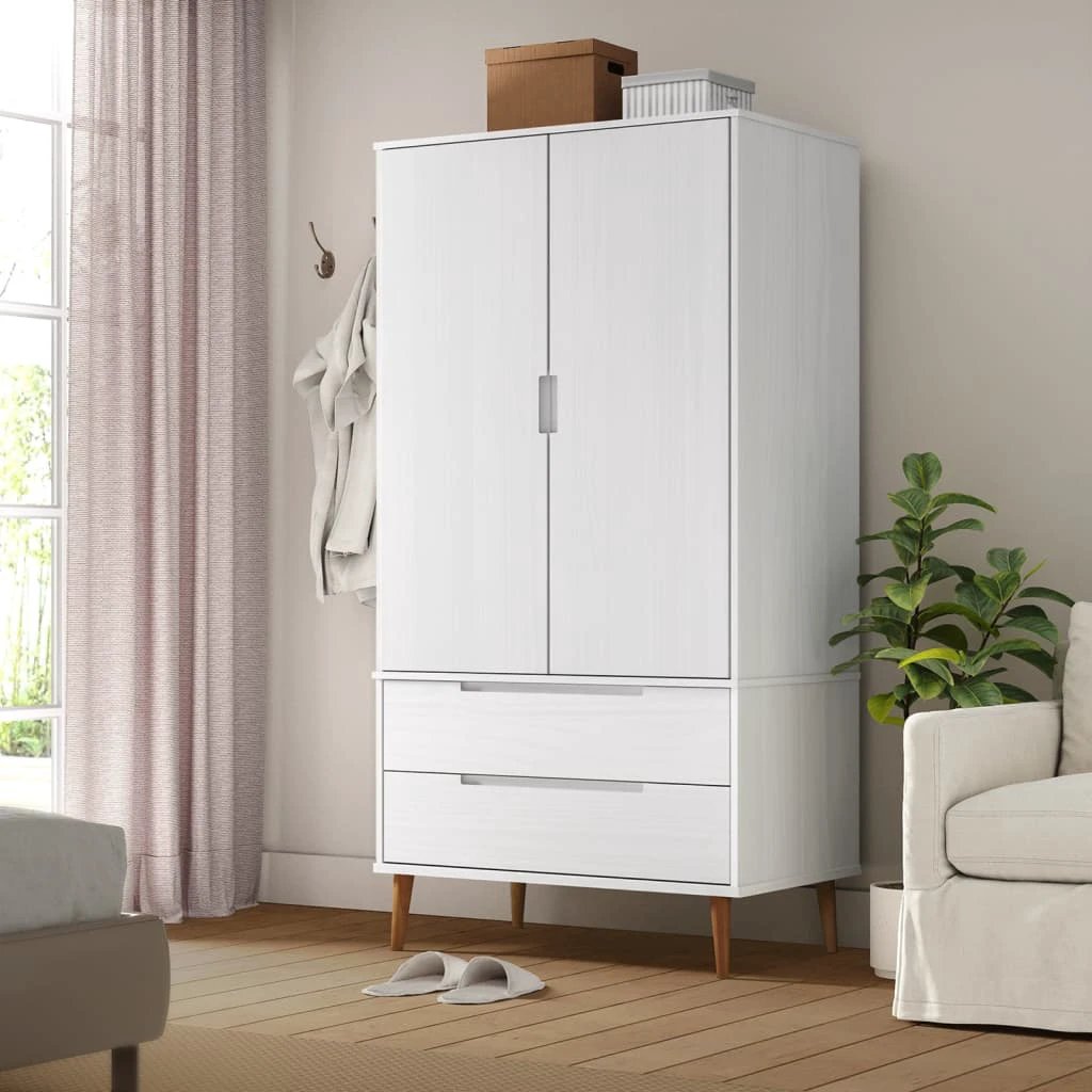 vidaXL Wardrobe MOLDE Brown 90x55x175 cm Solid Wood Pine - Wardrobe