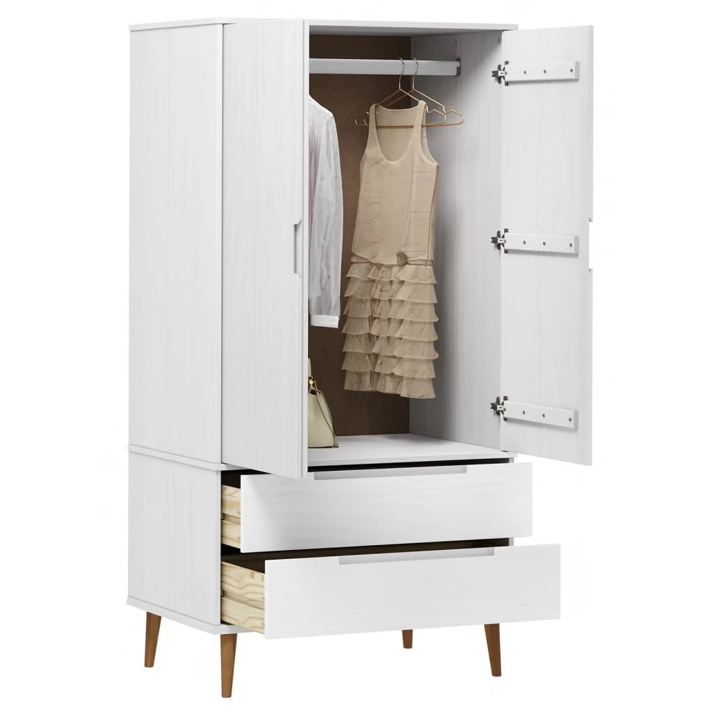 vidaXL Wardrobe MOLDE Brown 90x55x175 cm Solid Wood Pine - Wardrobe
