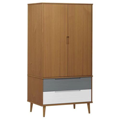 vidaXL Wardrobe MOLDE Brown 90x55x175 cm Solid Wood Pine - Wardrobe
