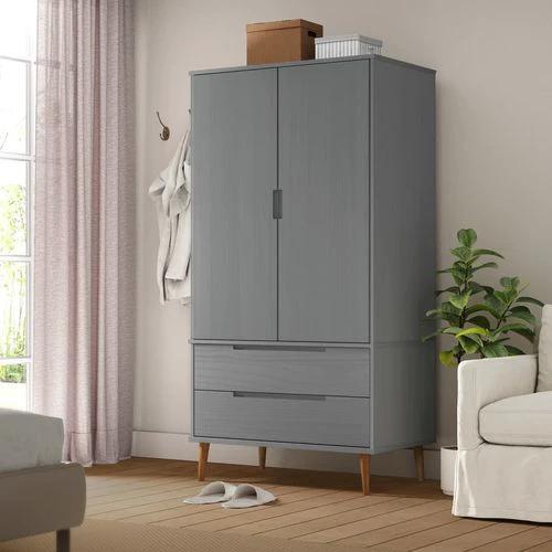 vidaXL Wardrobe MOLDE Brown 90x55x175 cm Solid Wood Pine - Wardrobe