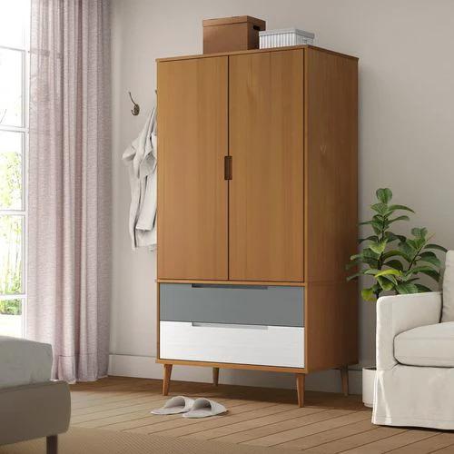 vidaXL Wardrobe MOLDE Brown 90x55x175 cm Solid Wood Pine by vidaXL