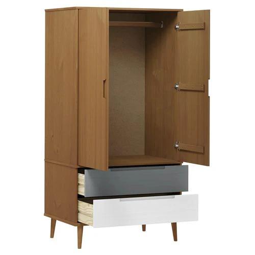 vidaXL Wardrobe MOLDE Brown 90x55x175 cm Solid Wood Pine - Wardrobe