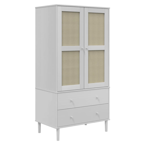 vidaXL Wardrobe SENJA Rattan Look White 90x55x175 cm Solid Wood Pine by vidaXL