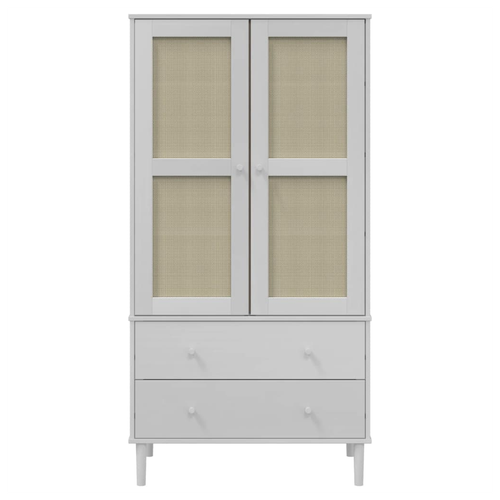 vidaXL Wardrobe SENJA Rattan Look White 90x55x175 cm Solid Wood Pine by vidaXL
