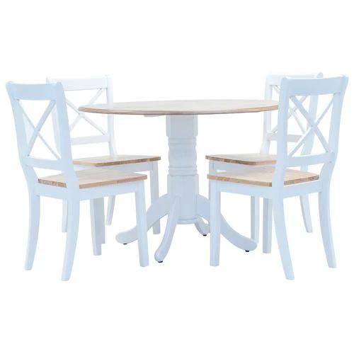 vidaXL 5 Piece Dining Set Solid Rubber Wood White by vidaXL