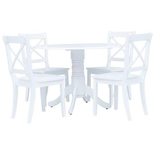 vidaXL 5 Piece Dining Set Solid Rubber Wood White -