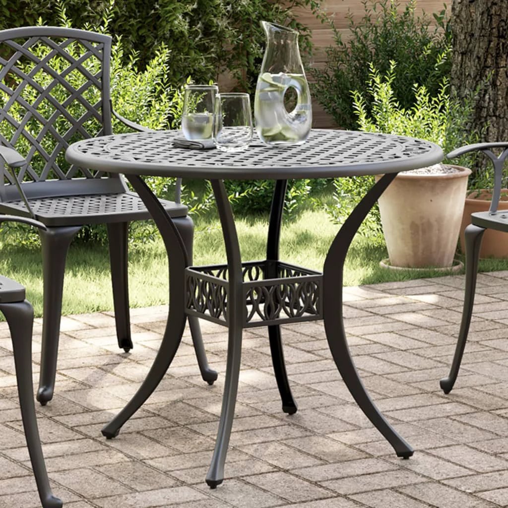 vidaXL Garden Table Bronze Ø90x75 cm Cast Aluminium -