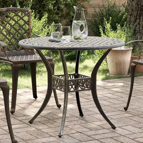 vidaXL Garden Table Bronze Ø90x75 cm Cast Aluminium -