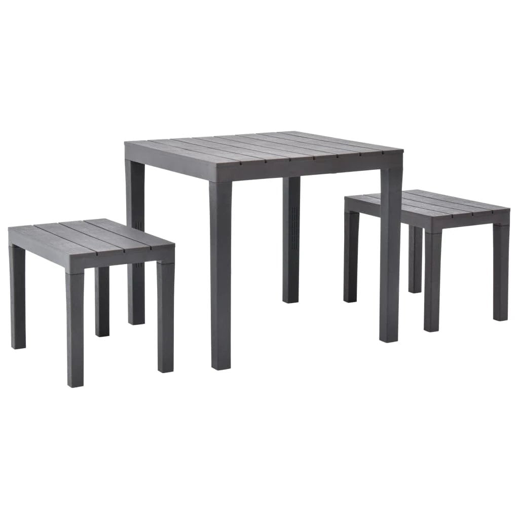 vidaXL vidaXL Garden Table with 2 Benches Plastic White -