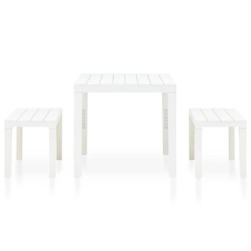 vidaXL Garden Table with 2 Benches Plastic White -  from vidaXL