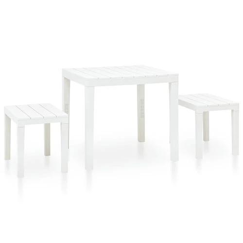 vidaXL Garden Table with 2 Benches Plastic White -  from vidaXL