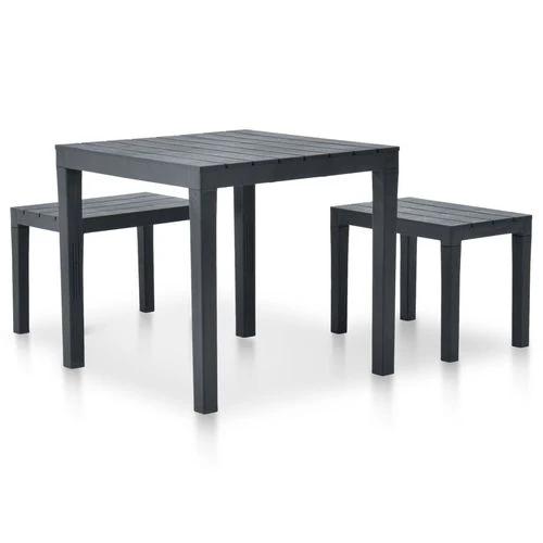 vidaXL Garden Table with 2 Benches Plastic White -  from vidaXL