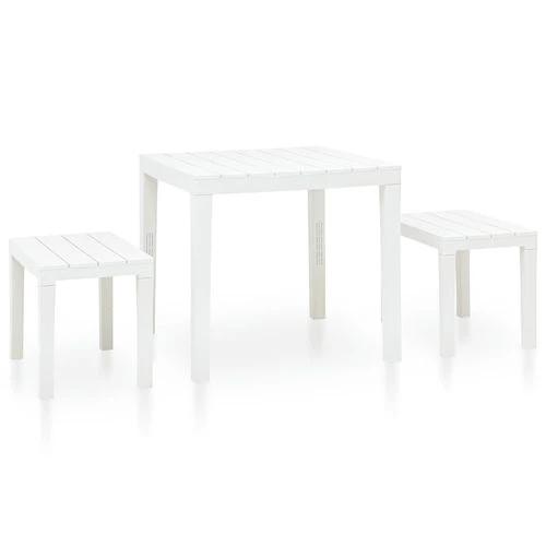 vidaXL Garden Table with 2 Benches Plastic White -  from vidaXL