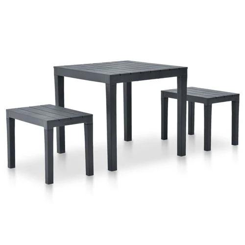 vidaXL Garden Table with 2 Benches Plastic White -  from vidaXL