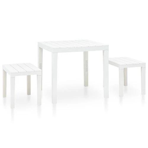 vidaXL vidaXL Garden Table with 2 Benches Plastic White -